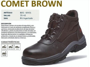 Botin punta de acero modelo Comet Brown marca Bata Talla:39