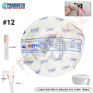 CABLE ELECTRICO  MELLIZO #12 X100Y "REMA" ( x rollo )