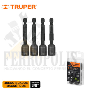 DADOS MAGNETICOS IMPACTO 3/8 " x  2/5" ( x und ) "TRUPER"