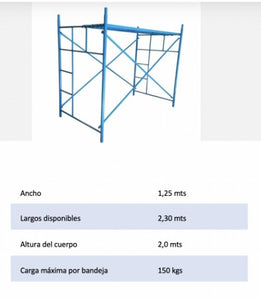 ANDAMIO CONVENCIONAL CUERPO COMPLETO 1 1/4" x 2 mm  ( ZINCROMATO BOON EPOXICO)