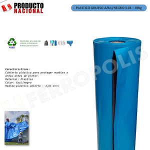 PLASTICO AZUL GRUESO / NEGRO 3.04MTS ALTO / ABIERTO - aprox. 129 kg (x metro)