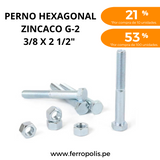 PERNO HEXAGONAL 3/8" x 2 1/2" c/t  ( x und )