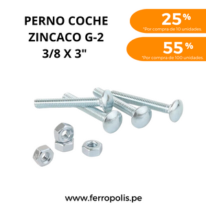 PERNO COCHE 3/8" x 3" c/t ( x und )