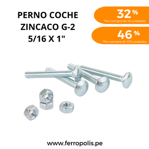 PERNO COCHE 5/16" x 1" c/t ( x und )