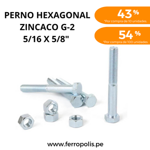 PERNO HEXAGONAL 5/16" x 5/8" c/t ( x und )