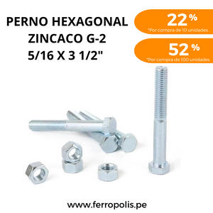 PERNO HEXAGONAL 5/16" x 3 1/2" c/t  ( x und )