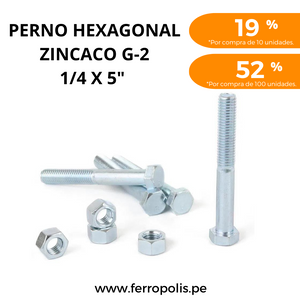 PERNO HEXAGONAL 1/4" x 5" c /t  ( x und )