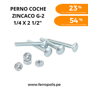 PERNO COCHE 1/4" x 2 1/2" c/t  ( x und )