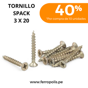 TORNILLO SPACK 3 X 20 MM ( GR ≈10 PCS APROX )