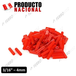 TARUGO PLASTICO ROJO 3/16" (35gr ≈ 100pcs aprox)