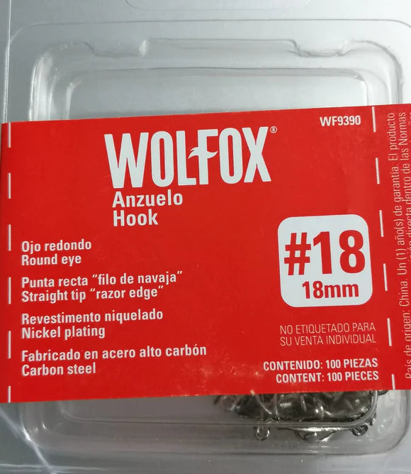 100 Anzuelos Para Pesca #11 Wolfox En Acero Al Alto Carbón WOLFOX