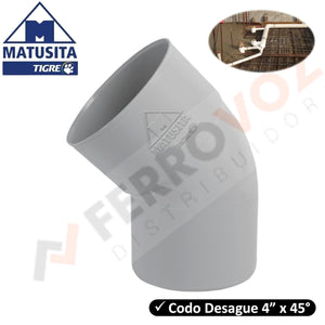 CODO DESAGUE 4" X 45° "MATUSITA"